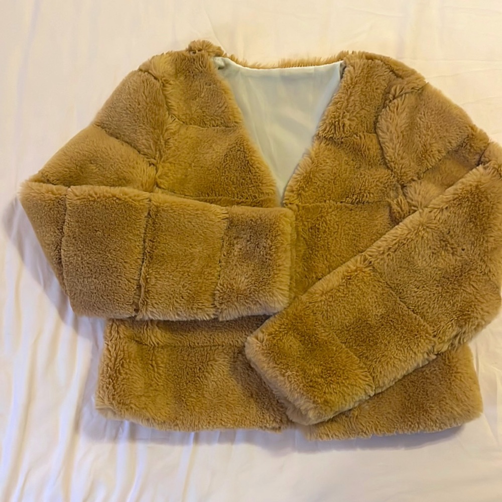 Tan Faux Fur Jacket - Picture 3 of 5